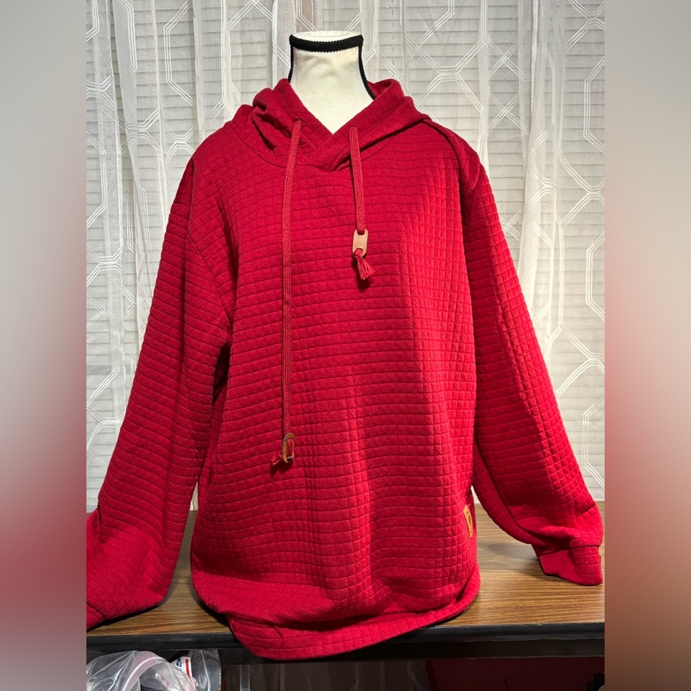 SIIMHURSS Hooded Red Unisex Sweatshirt tag 4XL.I say 1X/2X   24” p2p 28”L